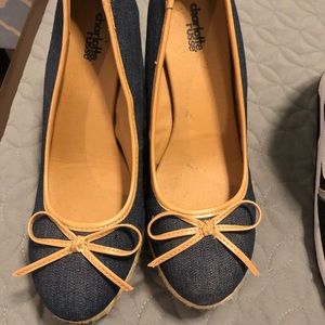 Closed toe denim wedge